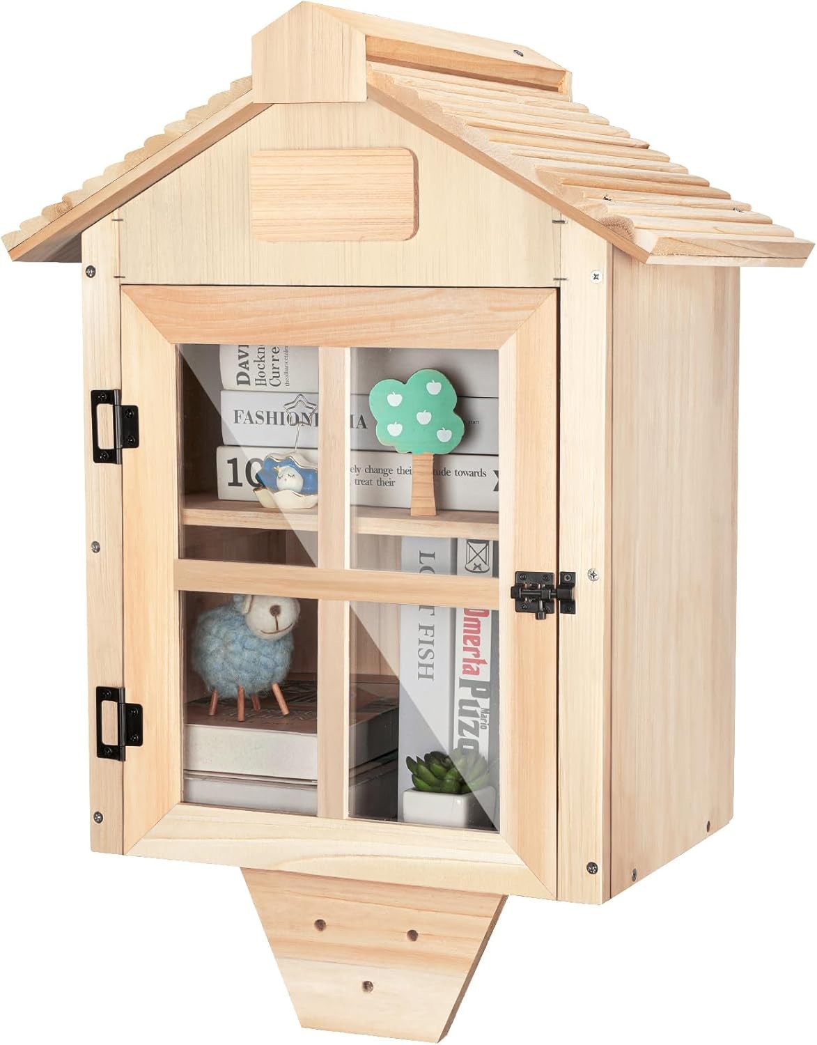 Little Library Box Outdoor Free Library Kit,Double Literature Little Library wit