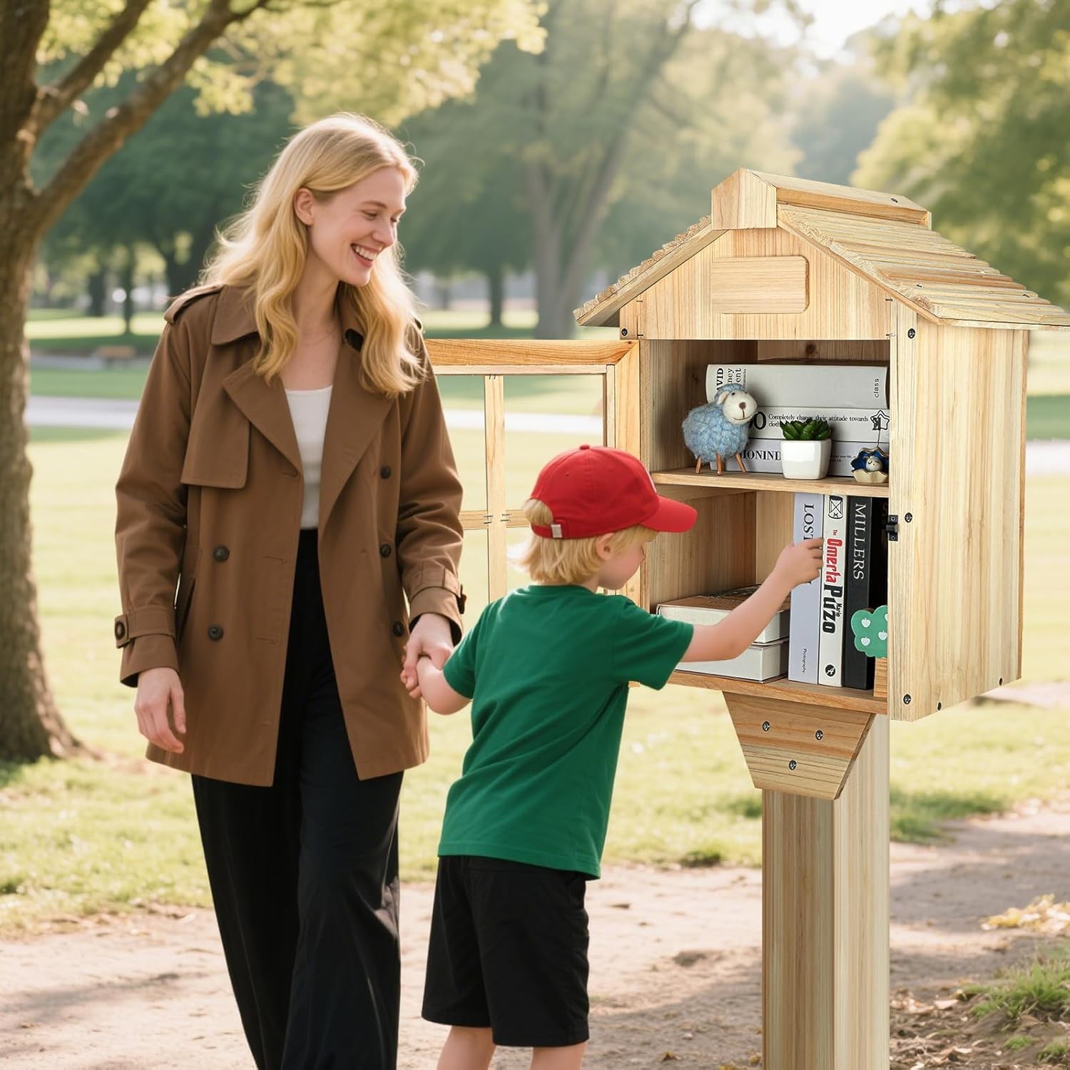 Little Library Box Outdoor Free Library Kit,Double Literature Little Library wit