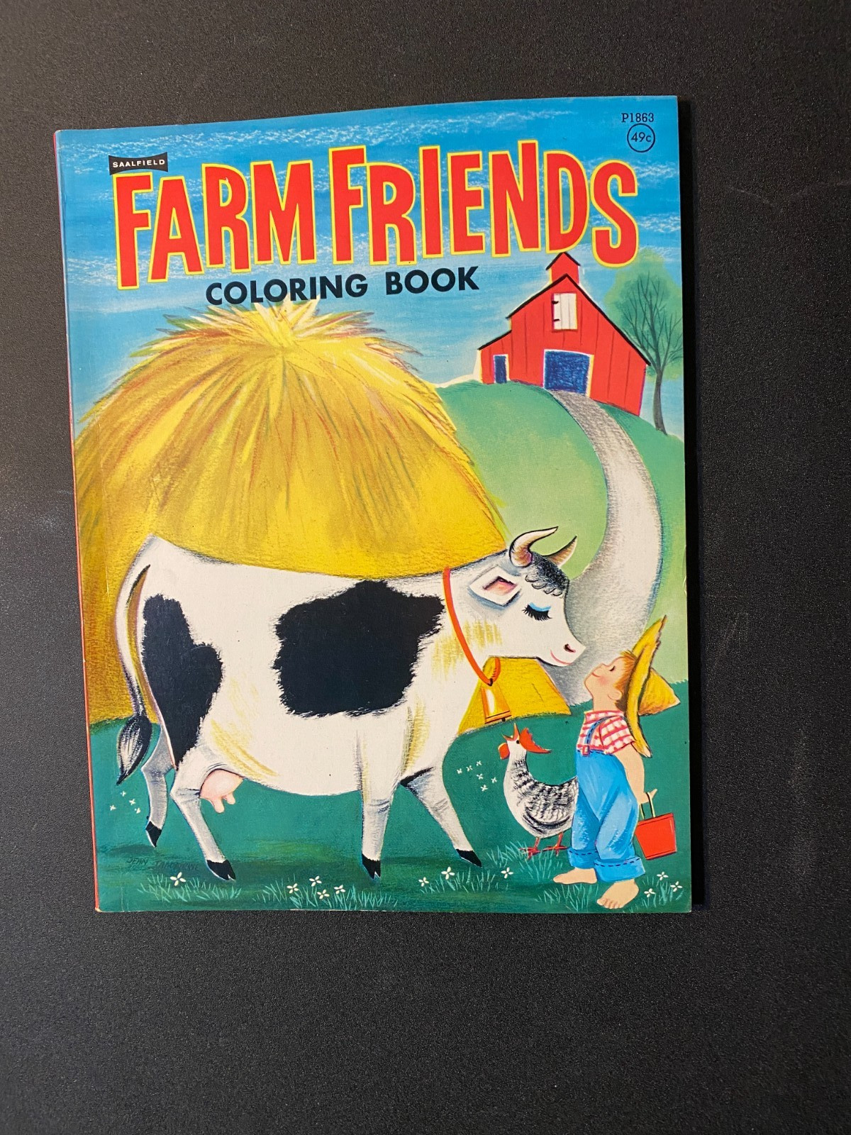 Vintage Saalfield Coloring Book Farm Friends 30+ Pages c. 1950s/60s